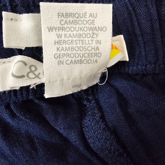 C&C California High Waist Pull On Navy 100% Linen Shorts - Picture 6 of 8